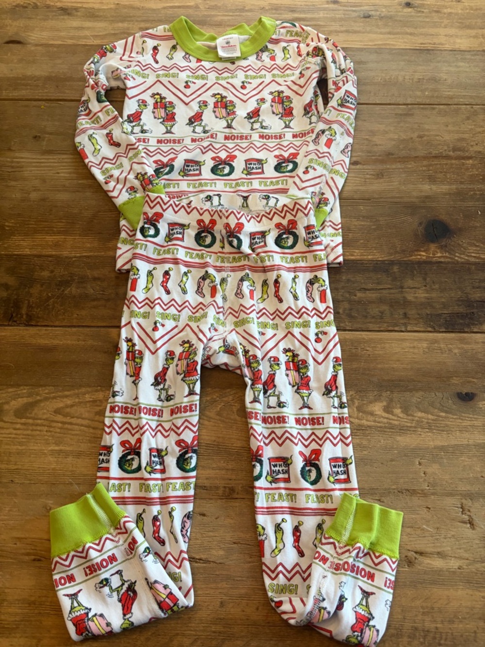 Hanna Andersson Grinch Long John Pajama Set Sing Noise Feast Organic Size 5